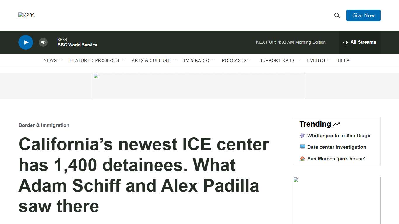California’s newest ICE center has 1,400 detainees. What Adam Schiff and Alex Padilla saw there KPBS Public Media